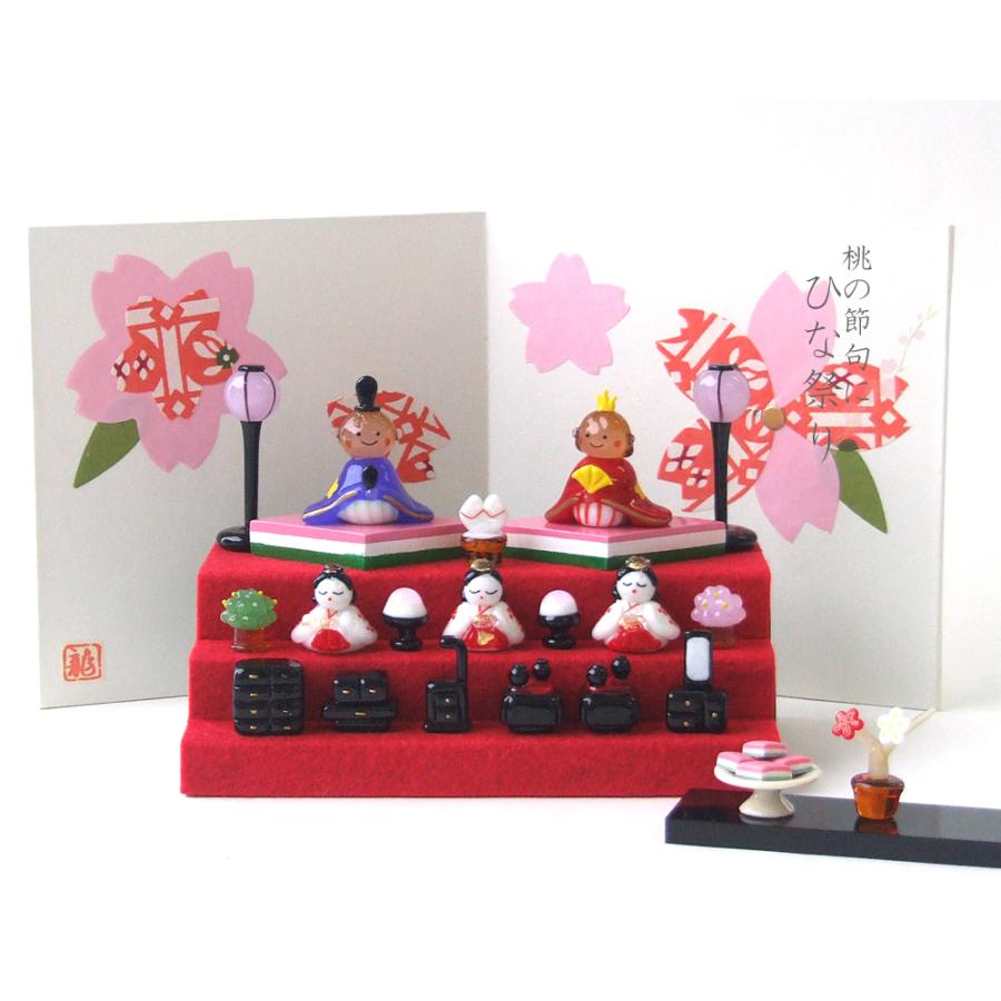 ガラス細工 ミニチュアガラス 雛人形 コンパクトお雛様 桃の節句 和