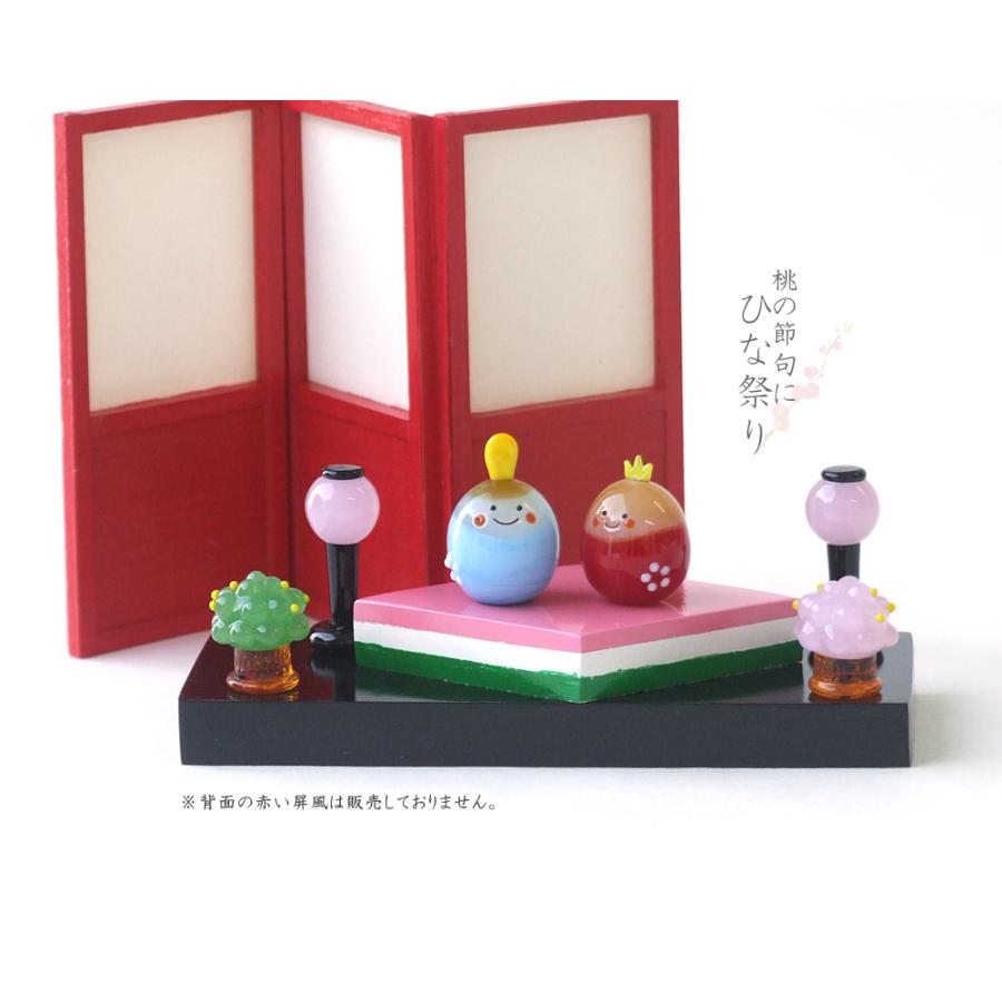 ミニチュアお雛様、短檠、屏風、紅白梅、鋏箱、木製台、菱餅、ミニチュア雛道具 雛人形用道具 紅白梅 （香紅白梅 白木雲台）1セット ひな人形飾り花 雛