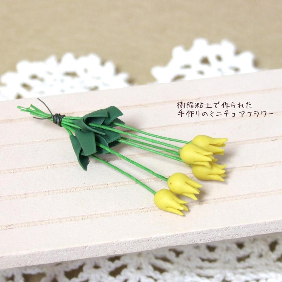 粘土製商品 ミニチュア 雑貨 置物 チューリップ6本セット 黄 : ガラス