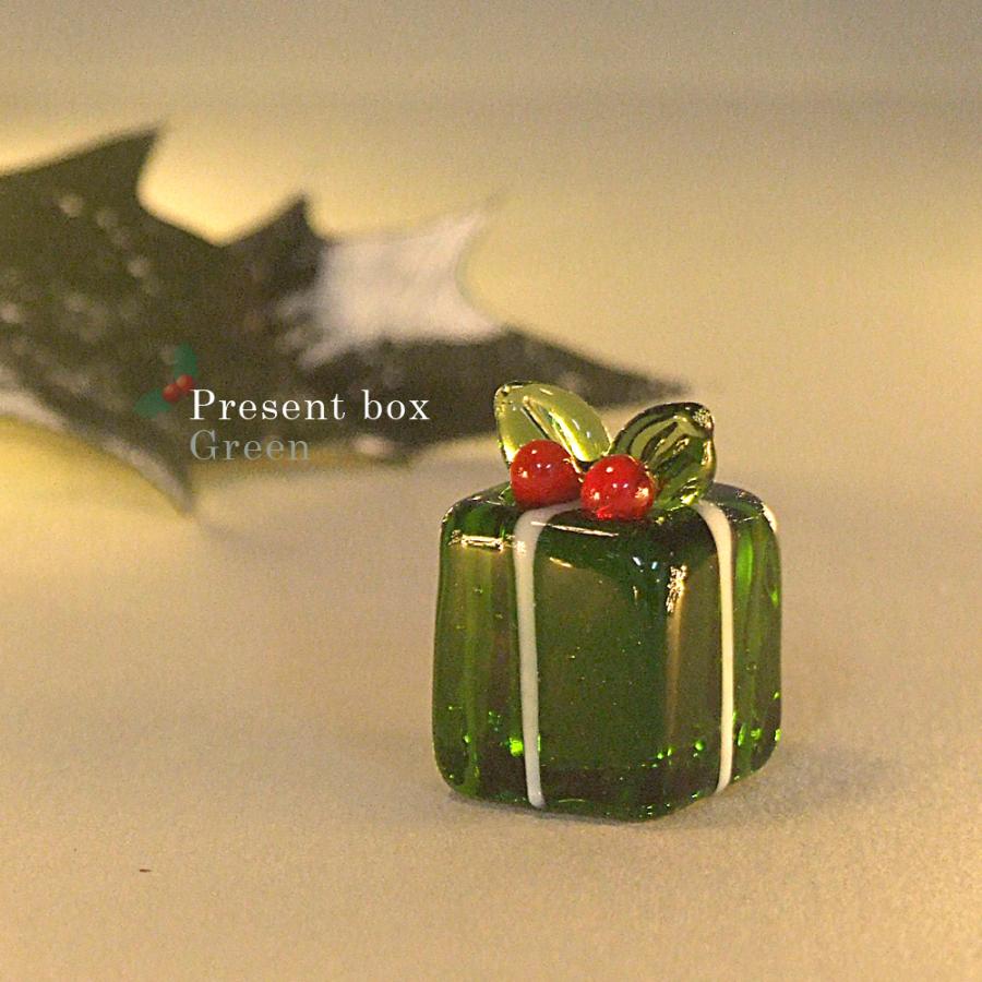 ガラス細工 ミニチュアガラス クリスマス小物 プレゼントボックス