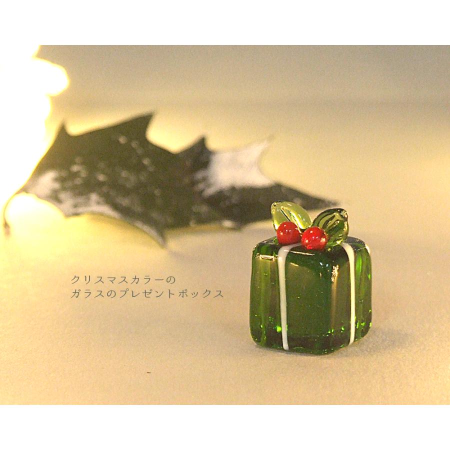 クリスマス　ガラス細工　ミニチュア ガラス細工 ミニチュアガラス クリスマス小物 プレゼントボックス