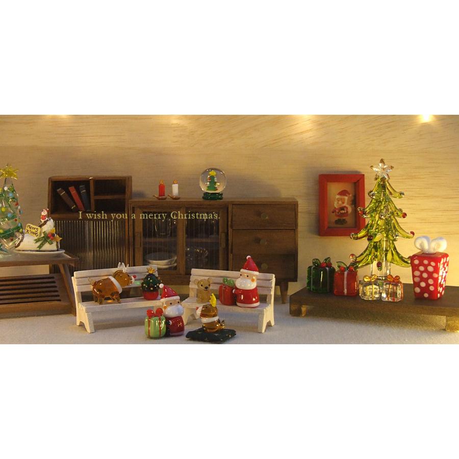 ガラス細工 ミニチュアガラス クリスマス小物 プレゼントボックス