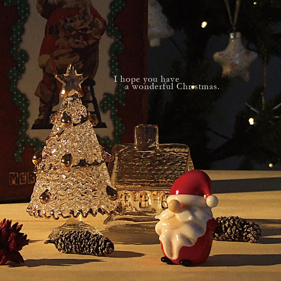 サンタさん乗るところが違います。ガラス細工 クリスマスのガラス細工】 寒がりサンタさん 袖