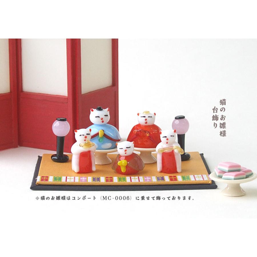 ガラス細工 猫 三人官女 桃の節句 和雑貨 コンパクトお雛様 猫・三人官