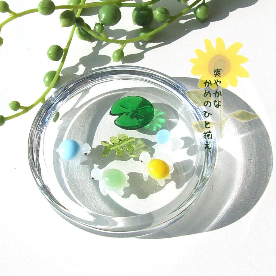ガラス細工 ミニチュアガラス 梅雨時 紫陽花 雨の日のアイテム かめ 亀 雑貨 置物 涼しげに 3色の亀 ひと揃え Ra 18t ガラス細工 The Joy Luck Store 通販 Yahoo ショッピング