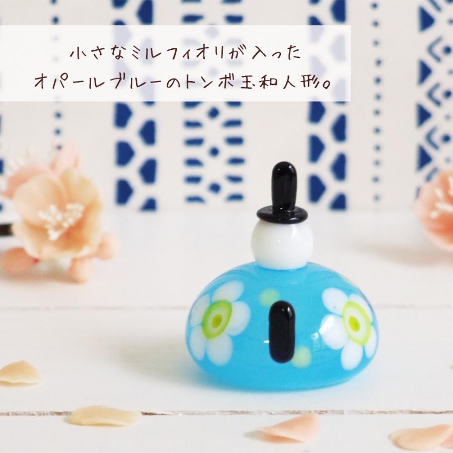 ガラス細工 ミニチュア 雑貨 置物 トンボ玉風・和人形 : ガラス