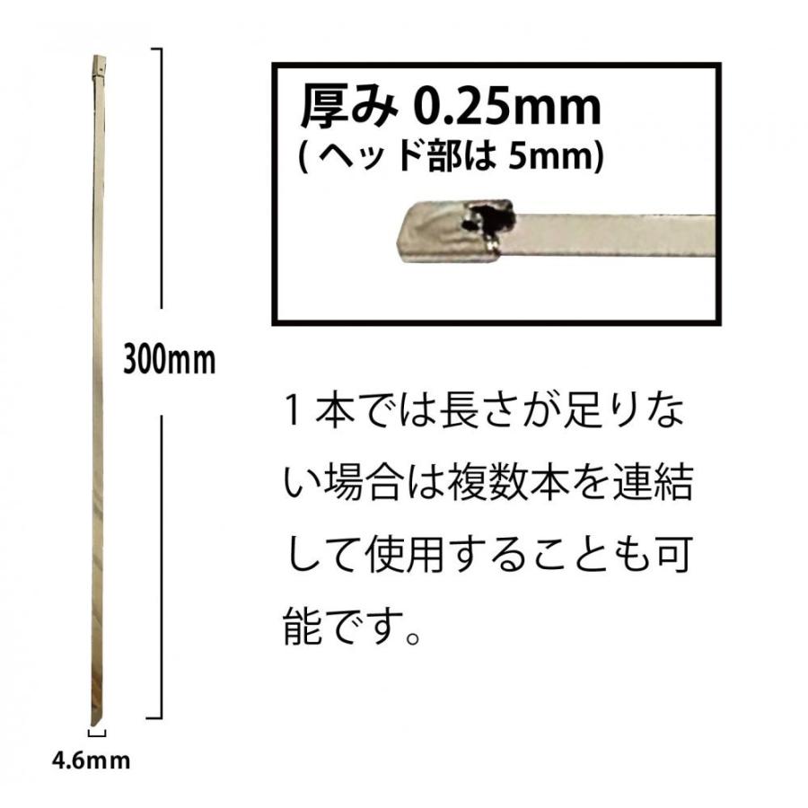 ステンレス製結束バンド 100本セット 4.6mm×300mm SUS304製 金属バンド