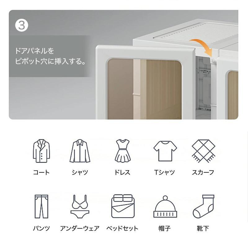 ワードローブ 収納 クローゼット 衣類ケース 収納ボックス 15box 衣類収納 おもちゃ収納 洋服収納 組み立て式 耐久性 ハンガーラック 大容量 送料無料の画像