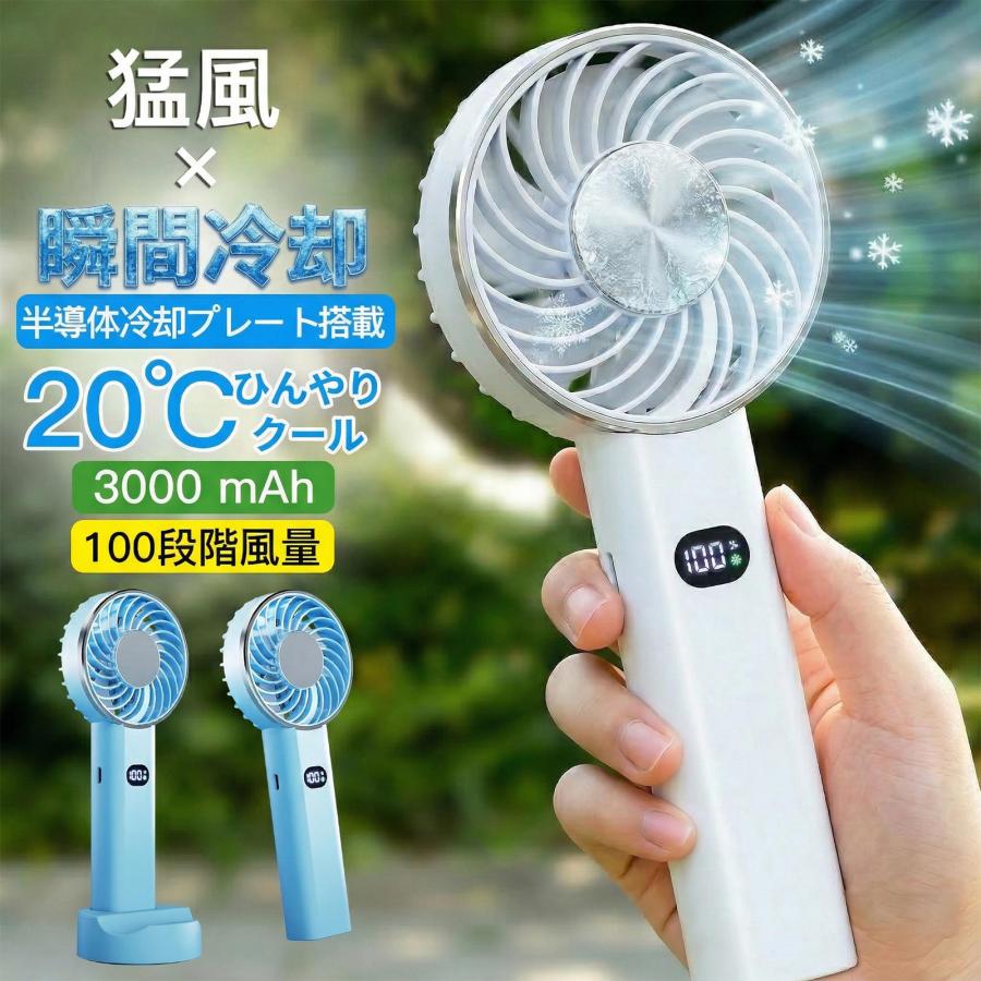 ハンディファン 冷却プレート搭載 携帯扇風機 冷感 手持ち/首掛け/卓上