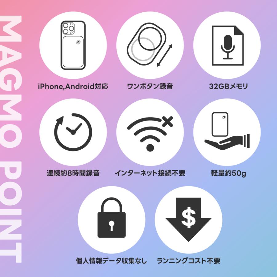 magmo マグモ スマホ通話レコーダー ボイスレコーダー スマホ 電話 通話  小型 ミニ 長時間 録音 通話録音 薄型 コンパクト usb usb充電 充電式 32gb | magmo | 04