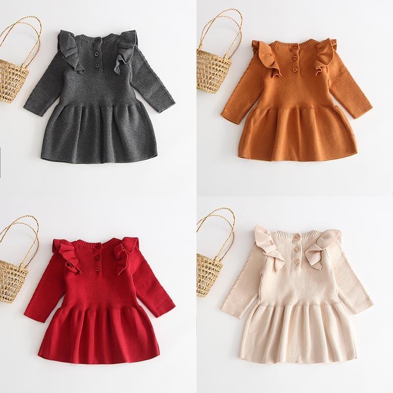ベビー服 女の子 ニットワンピース 60 70 80 90 100 110 フリル カジュアル 子供服 長袖 姫 女のコ 服 | キッズ | 07