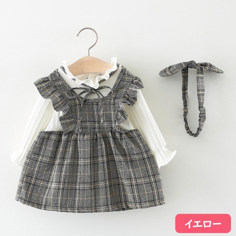 ベビー服 女の子 ワンピース 70 80 90 100 長袖 チェック柄 格子 大人っぽい 子供服 秋 春 女のコ服 | キッズ | 04