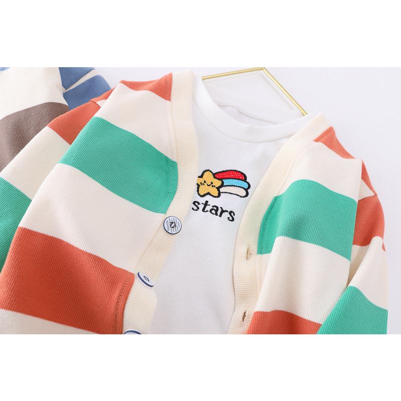 子供服 上下セット 男の子 ベビー服 セットアップ 女の子 ボーダー柄 長袖 カーディガン 秋冬 80 90 100 110 | キッズ | 12