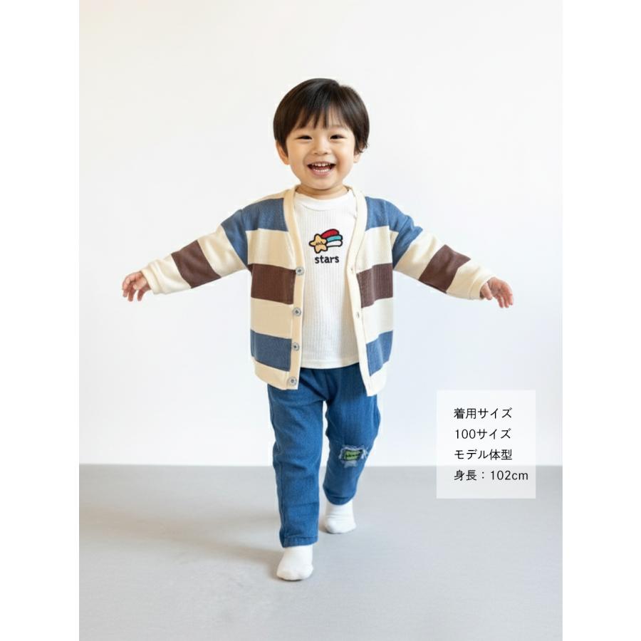 子供服 上下セット 男の子 ベビー服 セットアップ 女の子 ボーダー柄 長袖 カーディガン 秋冬 80 90 100 110 | キッズ | 14