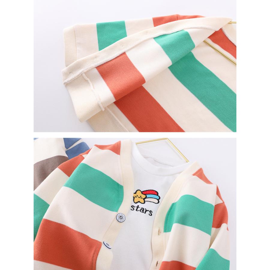 子供服 上下セット 男の子 ベビー服 セットアップ 女の子 ボーダー柄 長袖 カーディガン 秋冬 80 90 100 110 | キッズ | 11
