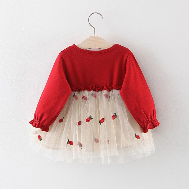 ベビー服 ワンピース ドレス 女の子 70 80 90 100 赤ちゃん 長袖 フルーツ 果物 お祝い 結婚式 | キッズ | 02