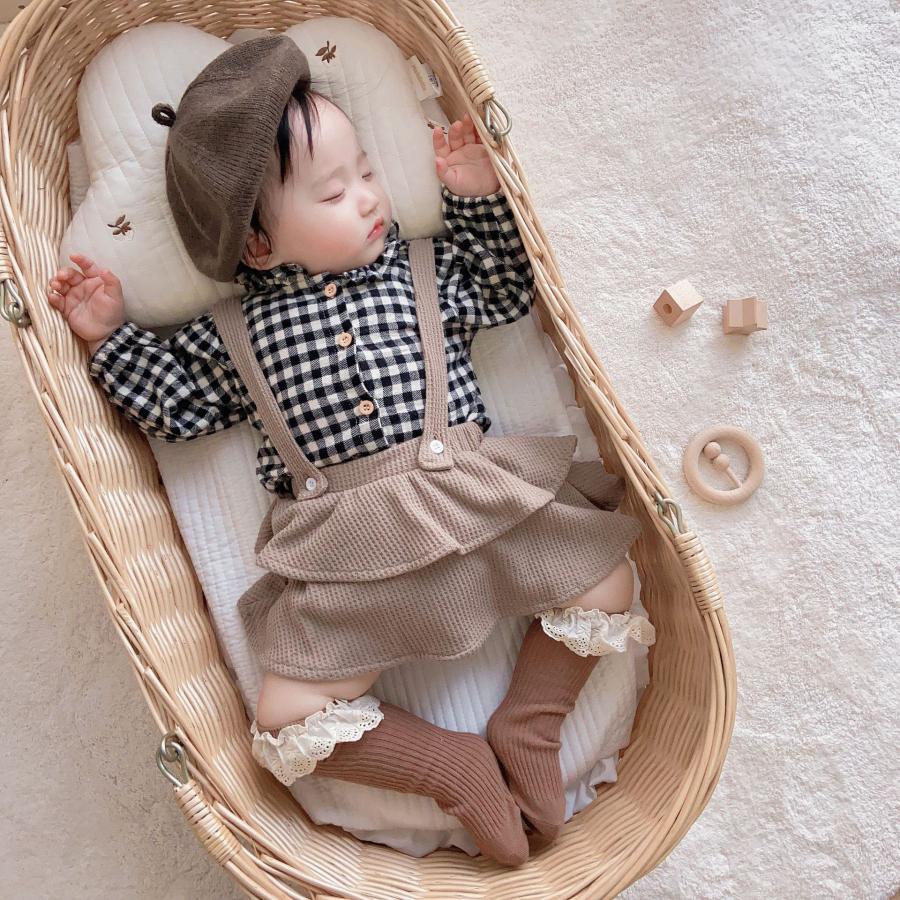 ベビー服 ワッフル生地 ロンパース フリルパンツ 子供服 60 70 80 90 秋服 女の子 赤ちゃん 乳幼児 シンプル | キッズ | 06