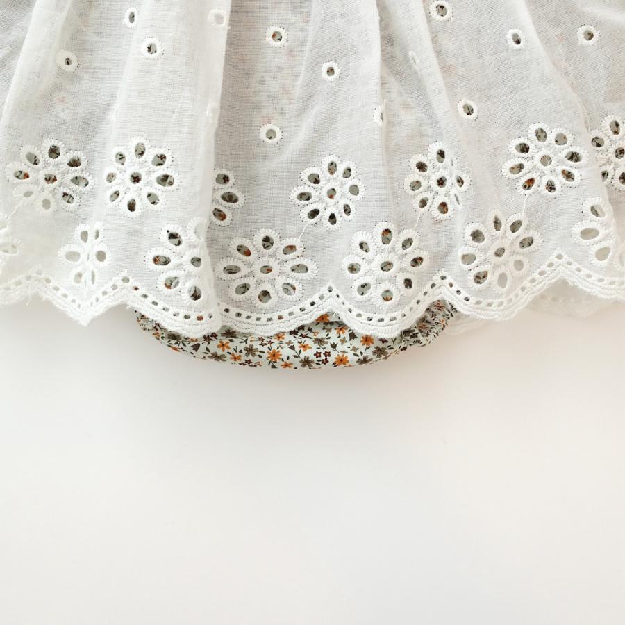 ベビーロンパース 花柄 エプロン フリル 女の子 60 70 80 90 長袖 カバーオール 秋冬 春 新生児 1歳 2歳 誕生日 | キッズ | 10