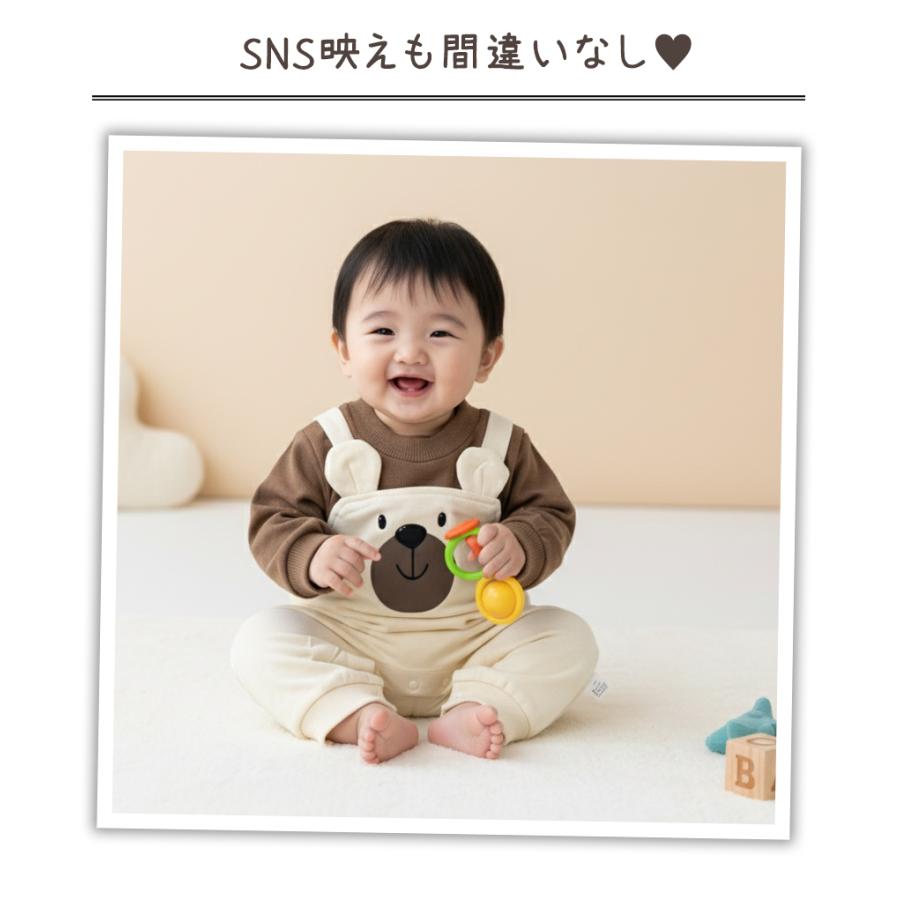 ベビー服 ロンパース くま 男の子 女の子 60 70 80 90 長袖 出産祝い 赤ちゃん カバーオール 秋冬 春 新生児 | キッズ | 12