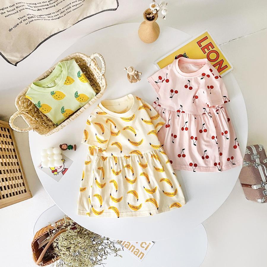 ベビー 服 ワンピース チュニック 動物 果物 夏 1歳 2歳 3歳 誕生日 半袖 70 80 90 100 110 女の子 | キッズ | 19