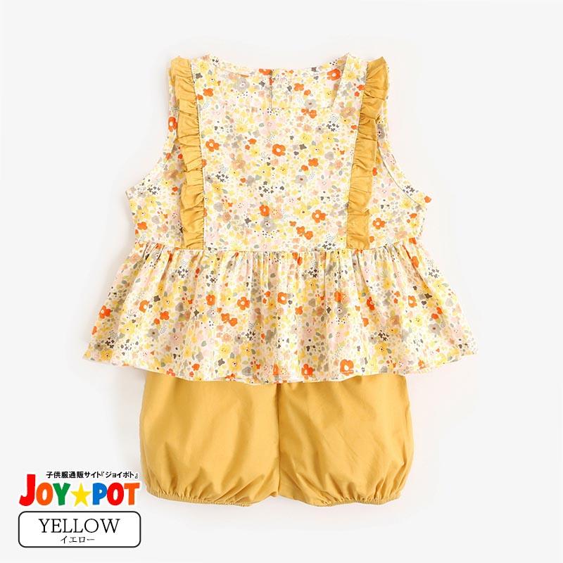 キッズ ベビー 服 セットアップ ノースリーブ 肩フリル 花柄 夏 1歳 2
