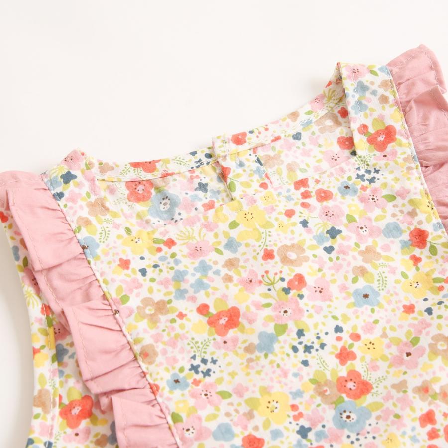 キッズ ベビー 服 セットアップ ノースリーブ 肩フリル 花柄 夏 1歳 2