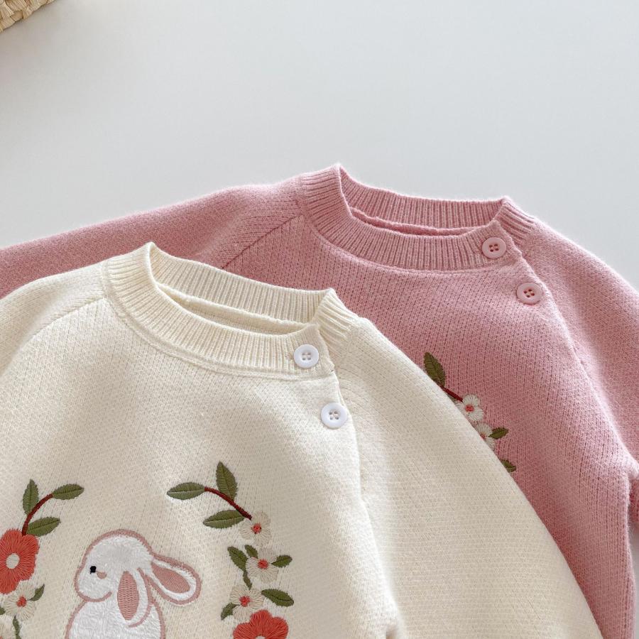 ベビー服 ニット トレーナー うさぎ 刺繍 長袖 韓国風 トップス 女の子 70 80 90 100 110 子供服 | キッズ | 07