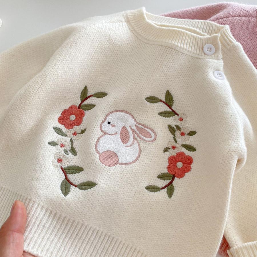 ベビー服 ニット トレーナー うさぎ 刺繍 長袖 韓国風 トップス 女の子 70 80 90 100 110 子供服 | キッズ | 08