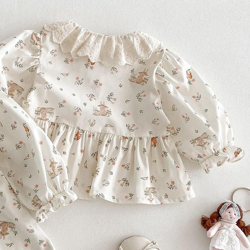 ベビー服 シャツ ブラウス フリル 長袖 女の子 トップス 70 80 90 100 子供服 幼稚園 | キッズ | 05