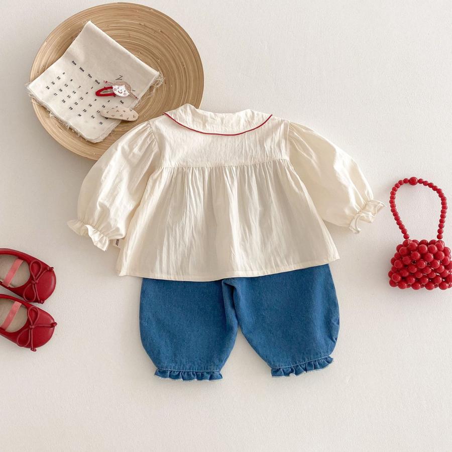 ベビー服 シャツ ブラウス フリル 長袖 女の子 トップス 70 80 90 100 子供服 幼稚園 | キッズ | 08