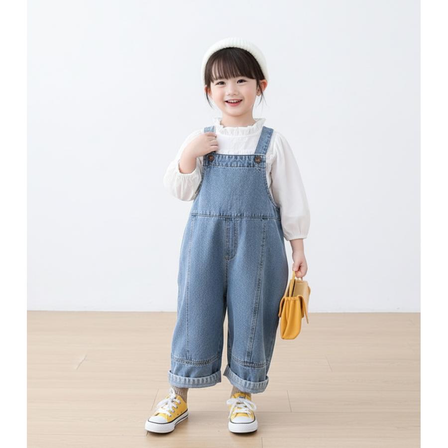 キッズ オーバーオール デニム サロペット ゆったり ダメージ 男の子 女の子 80 90 100 110 120 130 140 子供服 | キッズ | 08