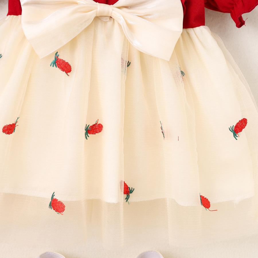 ベビー服 ワンピース 女の子 半袖 いちご柄 刺繍 チュール ドレス 70 80 90 100 誕生日 結婚式 七五三 お祝い 夏 | キッズ | 07