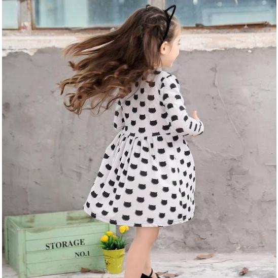 キッズ ベビー服 ワンピース グレー ネコ ロング 長袖 猫柄 春 秋 子供服 女の子 70cm 80cm 90cm 100cm 258 258 Joypot ヤフーショッピング店 通販 Yahoo ショッピング