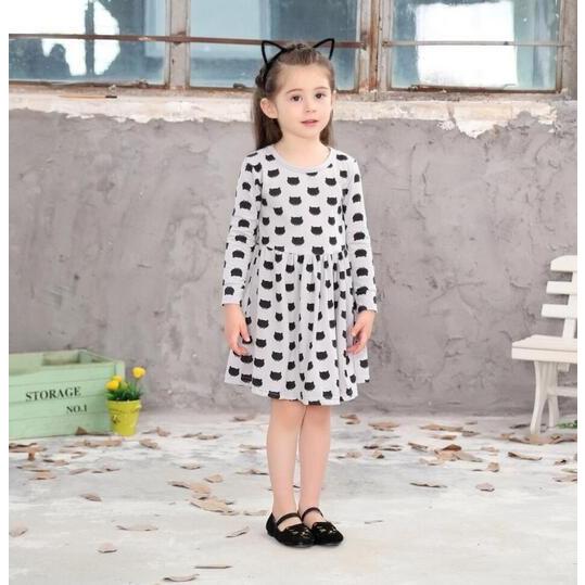 キッズ ベビー服 ワンピース グレー ネコ ロング 長袖 猫柄 春 秋 子供服 女の子 70cm 80cm 90cm 100cm 258 258 Joypot ヤフーショッピング店 通販 Yahoo ショッピング