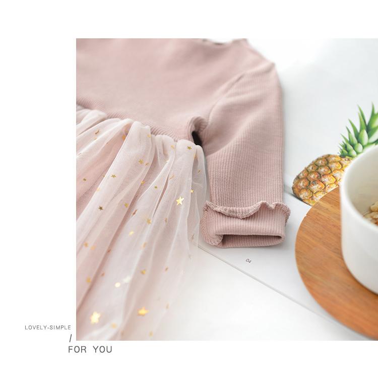 ベビー服 女の子 ワンピース 長袖 ドレス 70 80 90 100 110 子供服 チュール 星 1歳 2歳 誕生日 女のコ服 | キッズ | 11