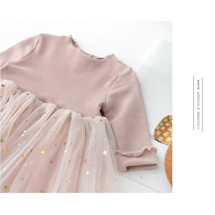 ベビー服 女の子 ワンピース 長袖 ドレス 70 80 90 100 110 子供服 チュール 星 1歳 2歳 誕生日 女のコ服 | キッズ | 12