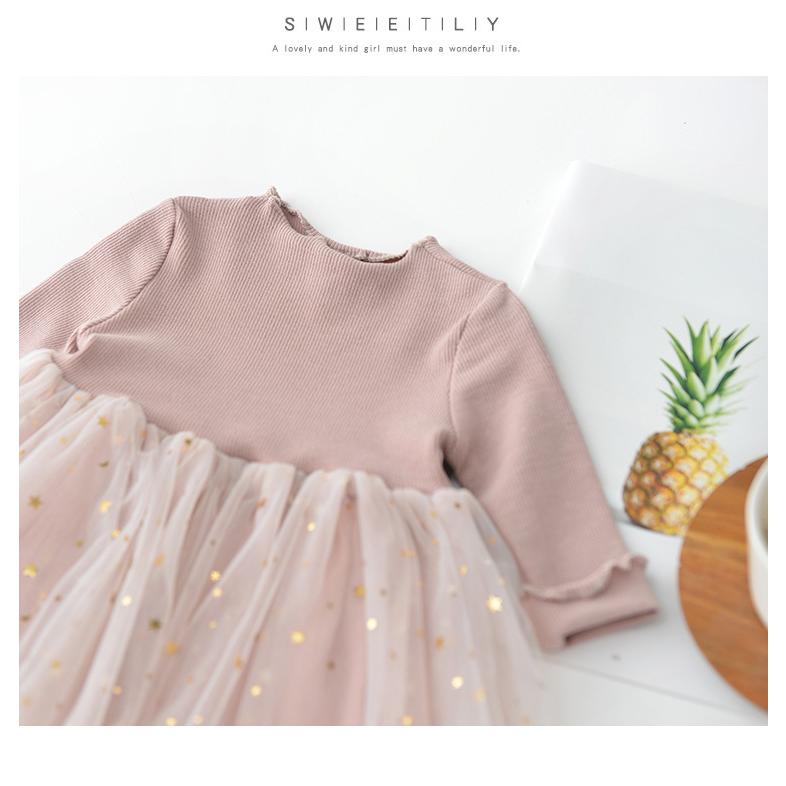 ベビー服 女の子 ワンピース 長袖 ドレス 70 80 90 100 110 子供服 チュール 星 1歳 2歳 誕生日 女のコ服 | キッズ | 09