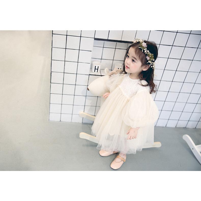 ベビー服 ドレス 女の子 70 80 90 100 110 ワンピース 長袖 子供服 フリル 春 秋 チュール 女のコ服 おしゃれ | キッズ | 03