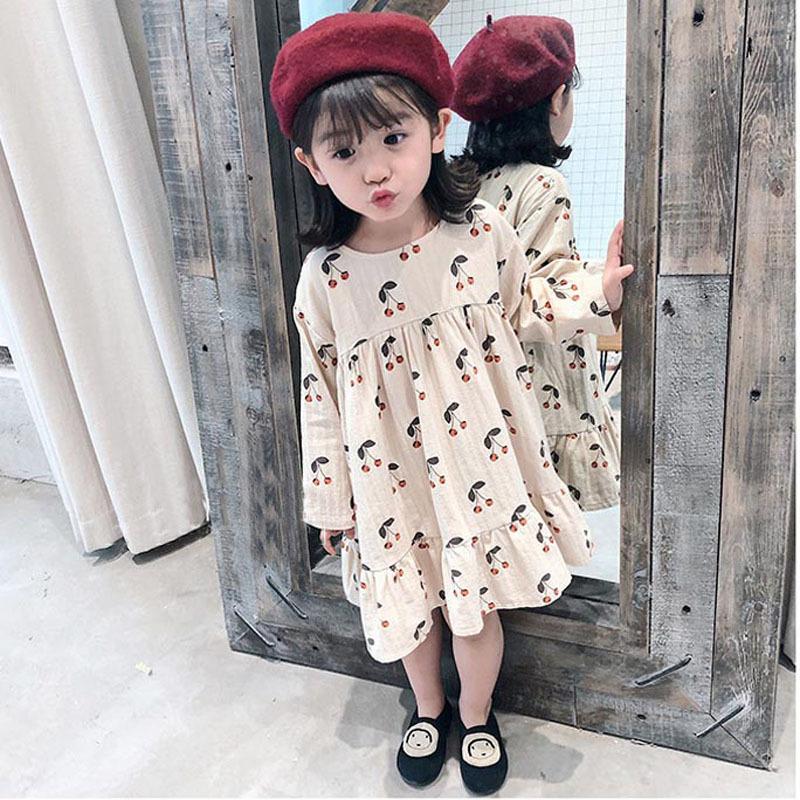 さくらんぼ柄 ワンピース 100 ベージュ チェリー キッズ 子供服 Sns まとめ買いでお得
