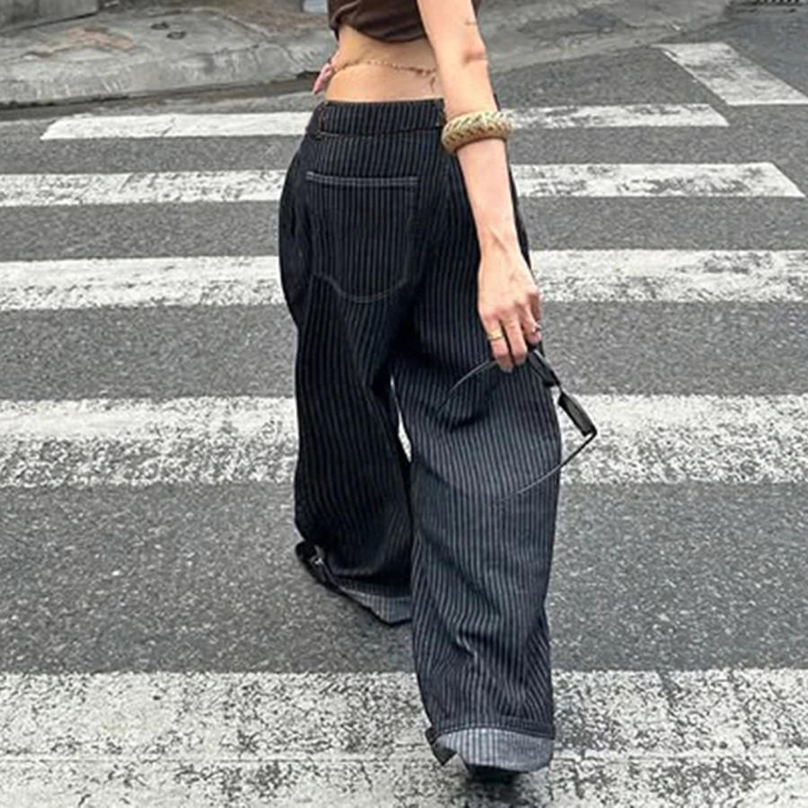 ピンストライプ ワイド スラックス 2タック バルーン パンツ コクーン