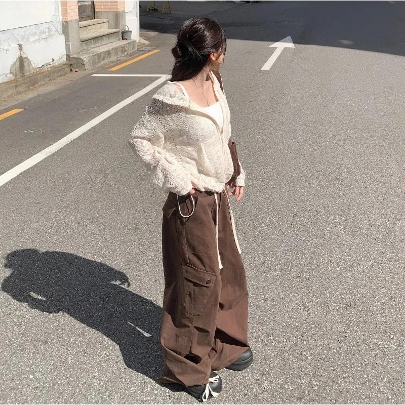 メッシュ サマーニット かぎ編み レース ジップアップ パーカー 