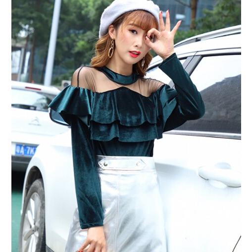 オフショル トップス 長袖 韓国 オルチャン ベロア フリル ストリート 原宿系 きれいめ かわいい シースルー ブラウス 2t 1004 メール便ok 2t 1004 Joyboxストリートショップ 通販 Yahoo ショッピング