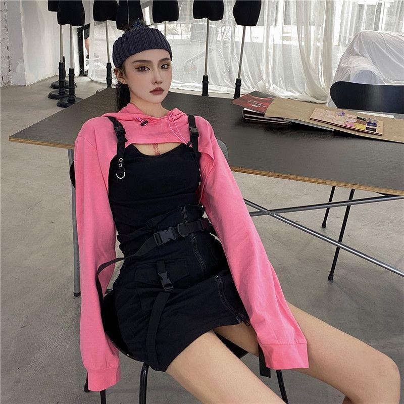 ショート丈 パーカー セット 韓国 ダンス 衣装 オルチャン ストリート Hiphop Tシャツ K Pop 原宿系 重ね着 長袖 トップス レディース 4t 1039 4t 1039 Joyboxストリートショップ 通販 Yahoo ショッピング