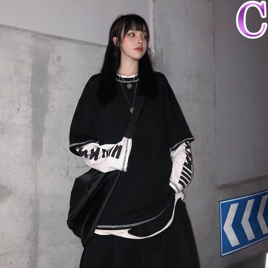 重ね着風 Tシャツ 袖ロゴ ロンt 長袖 韓国 ストリート レディース ダンス 衣装 オルチャン K Pop 原宿系 Hiphop 地雷 トップス 4t 1374 メール便ok 4t 1374 Joyboxストリートショップ 通販 Yahoo ショッピング
