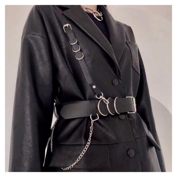 ハーネス ベルト アシメ 変形 韓国 ダンス 衣装 チェーン ストリート K Pop Hiphop 地雷系 ワンショルオルチャン V系 原宿 小物 5acc 112 正規品送料無料