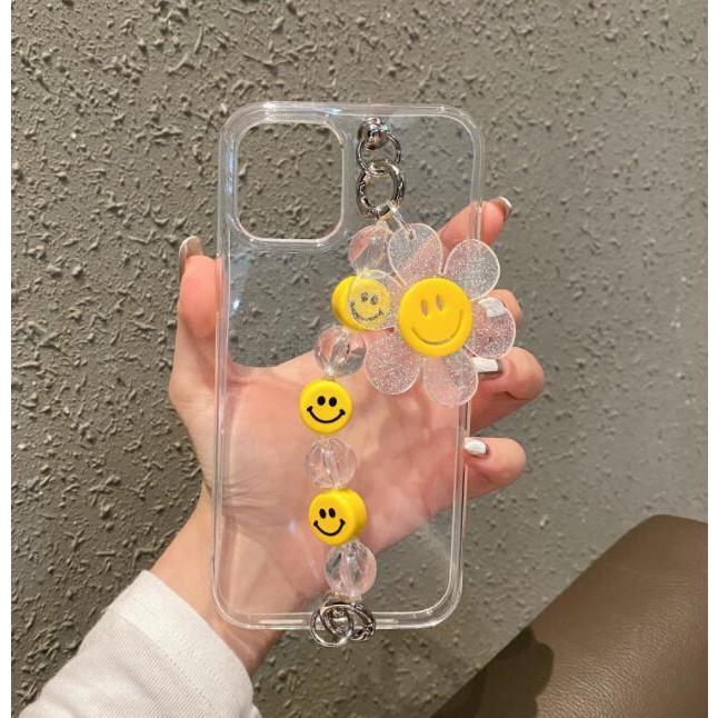 s-29】ビーズストラップ スマホ❁ニコちゃん カラフル 個性的 ゆめかわ原宿