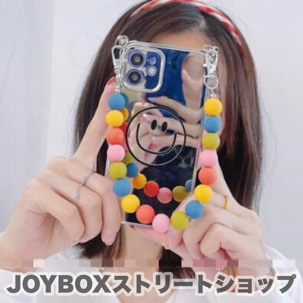 s-29】ビーズストラップ スマホ❁ニコちゃん カラフル 個性的 ゆめかわ原宿