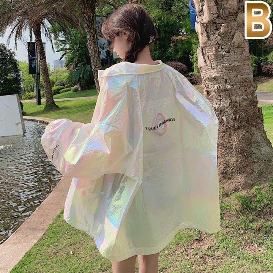 オーロラ ナイロン ジャケット ホログラム メタリック 韓国 ストリート