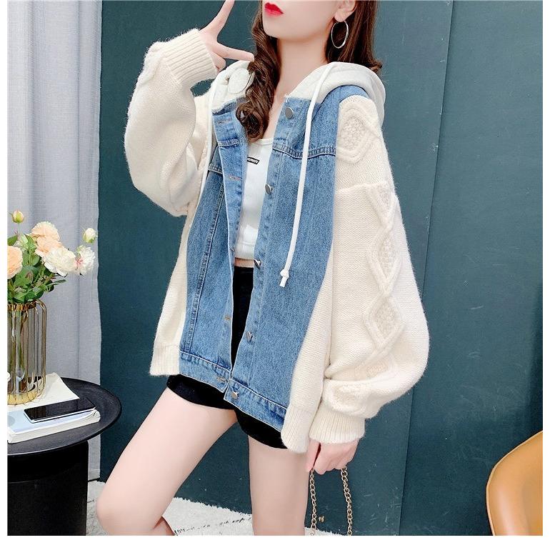 重ね着風 パーカー デニム ニット カーディガン ジャケット 韓国 オルチャン ストリート 原宿系 Y2k 衣装 K Pop Gジャン レディース 5j 3 5j 3 Joyboxストリートショップ 通販 Yahoo ショッピング