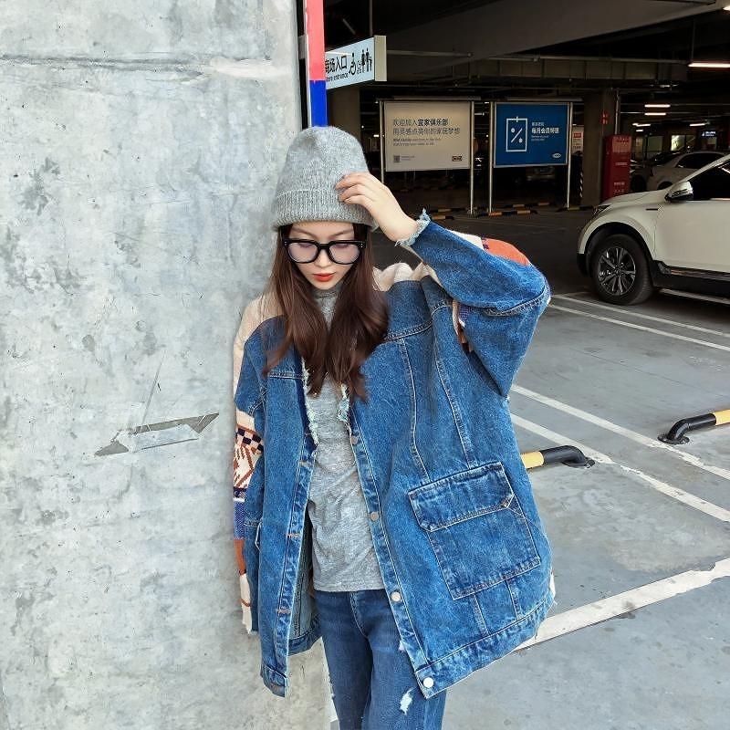 重ね着風 ノーカラー デニム ニット ジャケット 韓国 ストリート オルチャン Hiphop Y2k ノルディック エスニック Gジャン ダンス 衣装 レディース 5j 394 5j 394 Joyboxストリートショップ 通販 Yahoo ショッピング